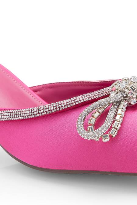 Shop Anaar Pink Bows Debutante Ornate Embellished Heels Online at Aza Fashions Shop_Anaar_Pink Bows Debutante Ornate Embellished Heels_Online_at_Aza_Fashions