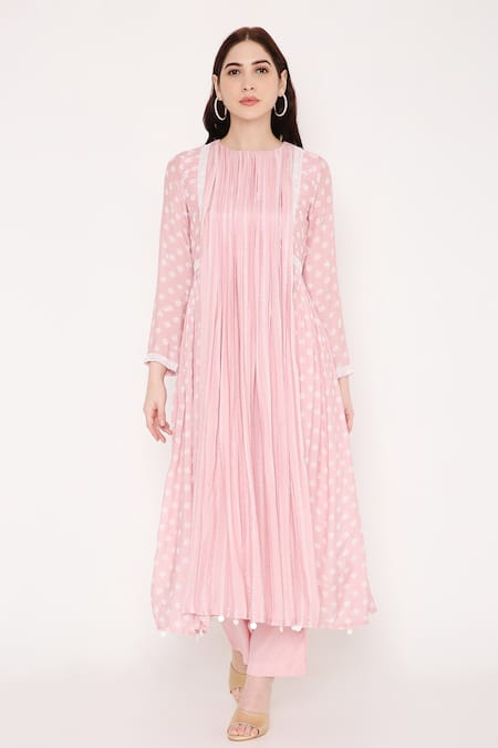 Bha Sha Pink Muslin, Net, Satin Beads, Sequins Anamika Panelled Printed Anarkali Set Online at Aza Fashions Bha Sha_Pink Muslin, Net, Satin Beads, Sequins Anamika Panelled Printed Anarkali Set _Online_at_Aza_Fashions