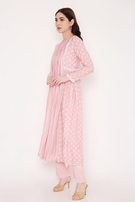 Buy Bha Sha Pink Muslin, Net, Satin Beads, Sequins Anamika Panelled Printed Anarkali Set Online at Aza Fashions Buy_Bha Sha_Pink Muslin, Net, Satin Beads, Sequins Anamika Panelled Printed Anarkali Set _Online_at_Aza_Fashions