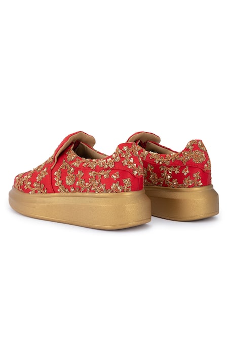Shop_Anaar_Red Floral Embroidered Sneakers 