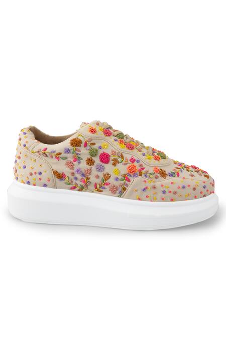 Shop_Anaar_Multi Color Corsage Classic Embroidered Sneakers _Online_at_Aza_Fashions