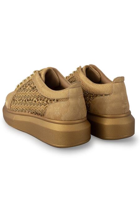 Anaar_Gold Empress Embellished Sneakers _at_Aza_Fashions