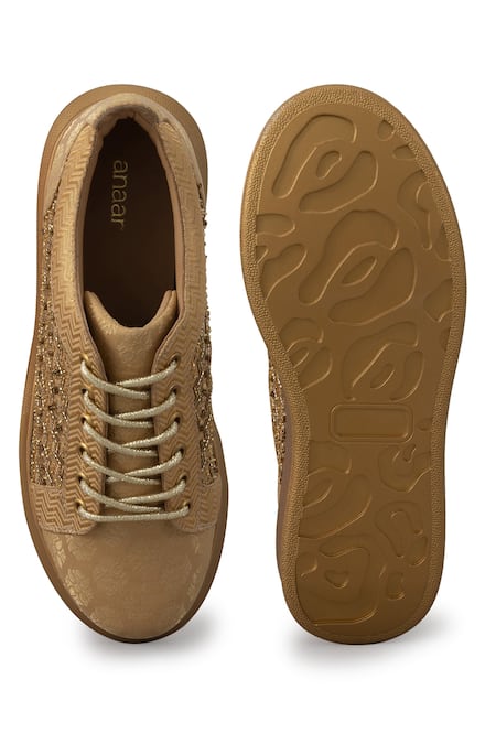 Buy_Anaar_Gold Empress Embellished Sneakers 