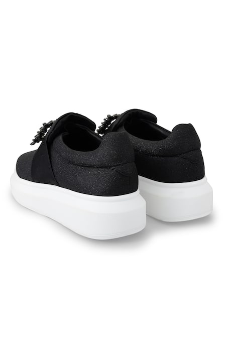 Anaar_Black Stardust Embellished Sneakers _at_Aza_Fashions