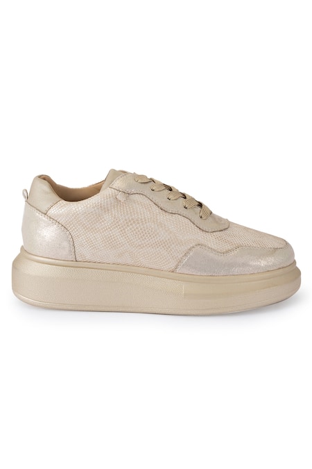 Shop Anaar Gold Groove Classic Geometric Pattern Sneakers Online at Aza Fashions Shop_Anaar_Gold Groove Classic Geometric Pattern Sneakers _Online_at_Aza_Fashions