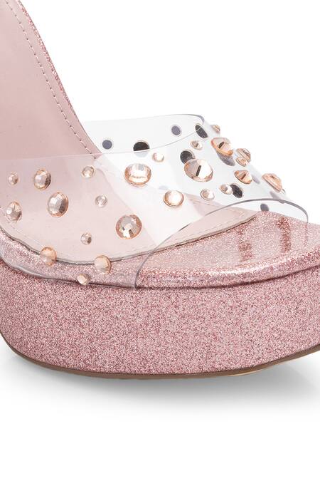 Shop Anaar Pink Rhinestones Fairy Wand Platform Heels Online at Aza Fashions Shop_Anaar_Pink Rhinestones Fairy Wand Platform Heels_Online_at_Aza_Fashions