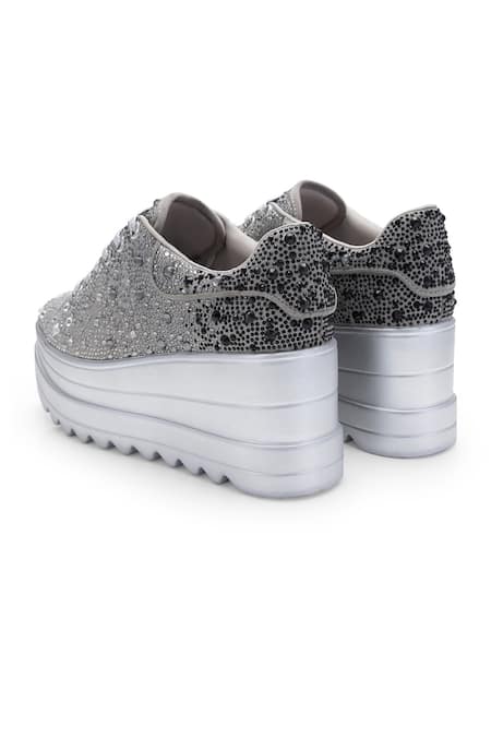 Anaar_Black Rock And Roll Sneaker Wedges_at_Aza_Fashions