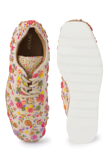 Buy_Anaar_Multi Color Corsage Signature Embroidered Sneaker Wedges 