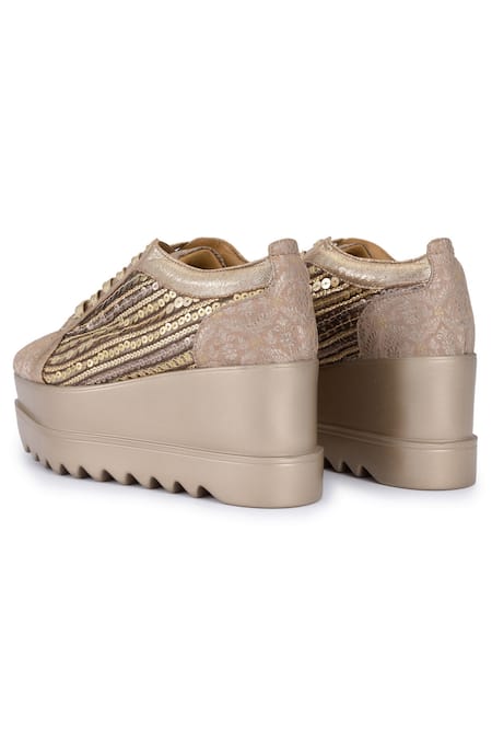 Buy_Anaar_Gold Gatsby Embroidered Sneaker Wedges 