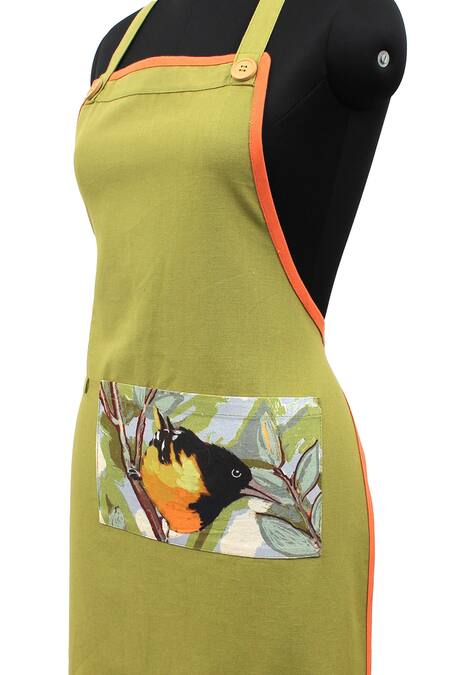 House This_Green 100% Cotton The Native Oriole Apron_Online_at_Aza_Fashions