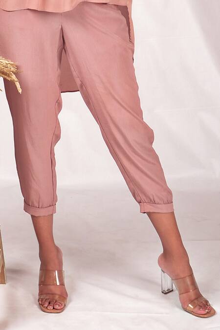 Seesa Pink Crepe, Silk Trouser Online at Aza Fashions Seesa_Pink Crepe, Silk Trouser _Online_at_Aza_Fashions