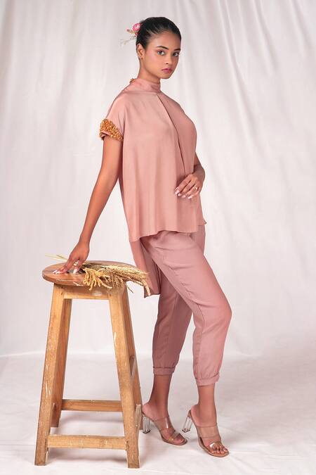Buy Seesa Pink Crepe, Silk Trouser Online at Aza Fashions Buy_Seesa_Pink Crepe, Silk Trouser _Online_at_Aza_Fashions