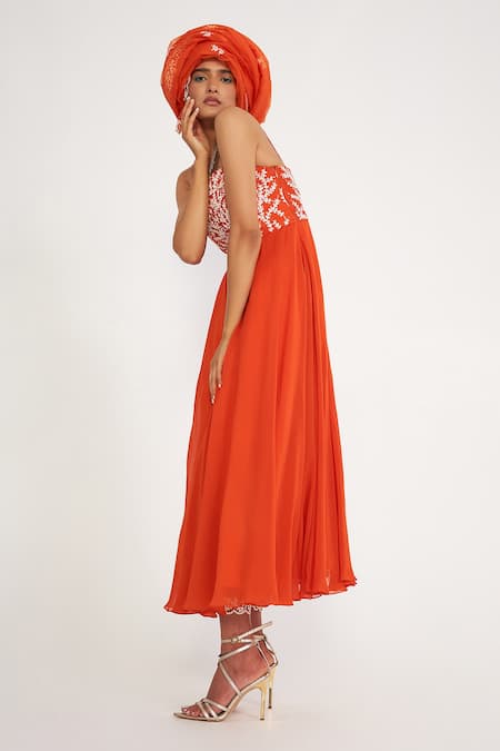 Asaga Orange Silk, Organza, Georgette Embroidery Vida Yoke Anarkali Set Online at Aza Fashions Asaga_Orange Silk, Organza, Georgette Embroidery Vida Yoke Anarkali Set _Online_at_Aza_Fashions