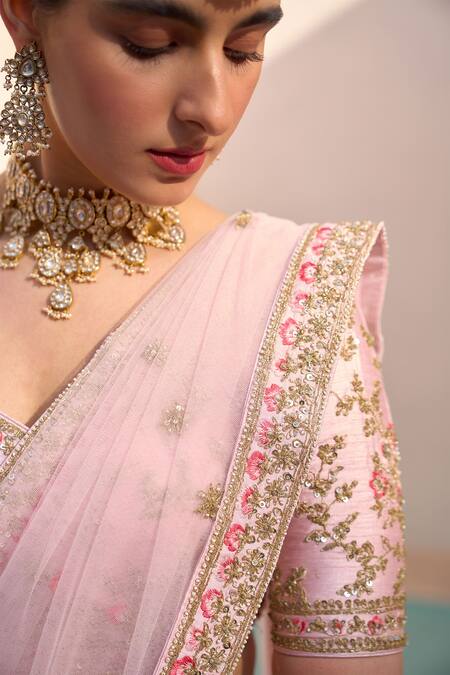 Buy_Angad Singh_Pink Silk, Net Sequins, Embroidery, Zari Bridal Lehenga Set _Online_at_Aza_Fashions