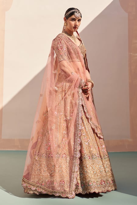 Angad Singh_Yellow Organza Sequins, Cut Work, Embroidery Thread Bridal Lehenga Set _Online_at_Aza_Fashions