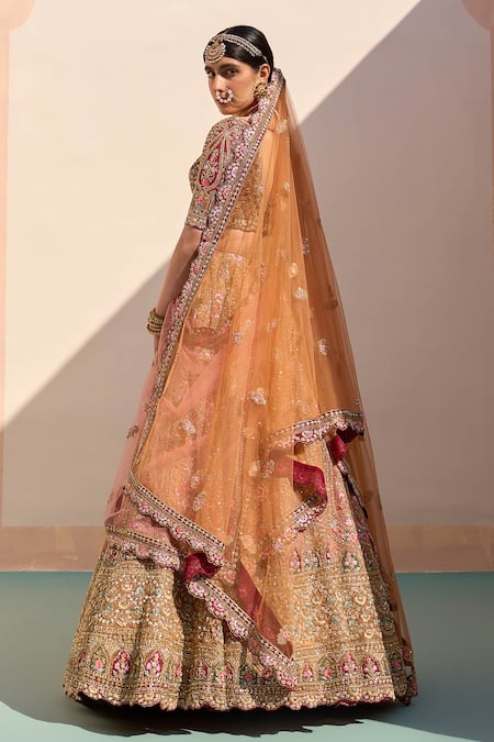 Shop_Angad Singh_Yellow Organza Sequins, Cut Work, Embroidery Thread Bridal Lehenga Set _Online_at_Aza_Fashions