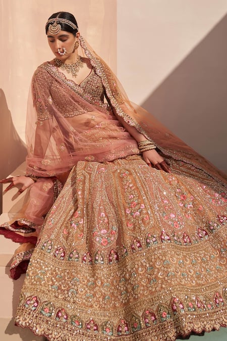 Angad Singh_Yellow Organza Sequins, Cut Work, Embroidery Thread Bridal Lehenga Set _at_Aza_Fashions
