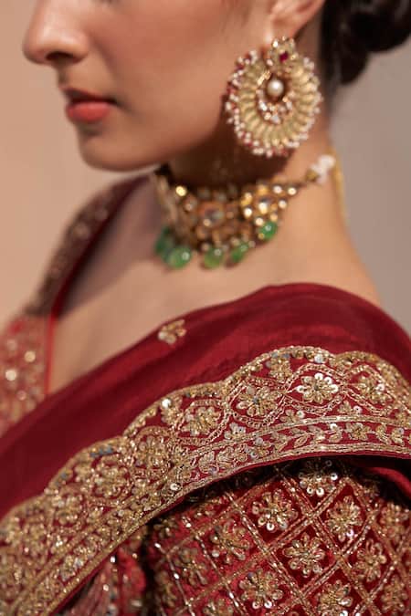 Shop Angad Singh Beige Silk, Chiffon Sequins, Zari Zardozi Embroidered Bridal Lehenga Set Shop_Angad Singh_Beige Silk, Chiffon Sequins, Zari Zardozi Embroidered Bridal Lehenga Set