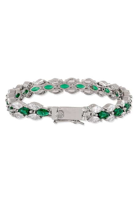 Buy_Auraa Trends_Green Zari Zircon Studded Bracelet _Online_at_Aza_Fashions