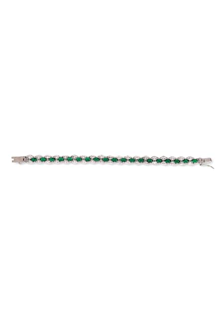 Shop_Auraa Trends_Green Zari Zircon Studded Bracelet _Online_at_Aza_Fashions