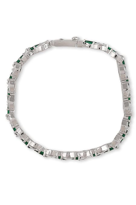 Auraa Trends_Green Zari Zircon Studded Bracelet _at_Aza_Fashions