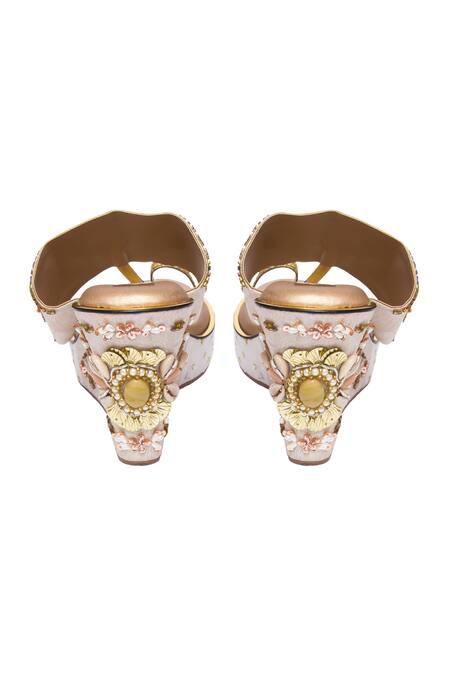 Kkarma Accessories Multi Color Embroidery Avisha Kolhapuri Wedges Online at Aza Fashions Kkarma Accessories_Multi Color Embroidery Avisha Kolhapuri Wedges _Online_at_Aza_Fashions