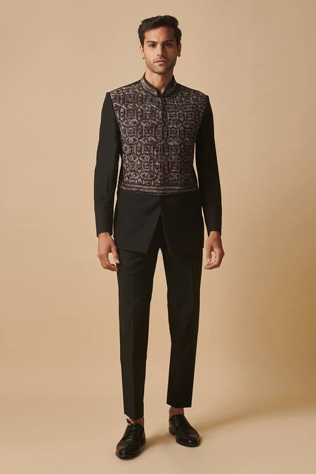 Buy Philocaly Black Wool Embroidery Aakaar Hand Bandhgala Online at Aza Fashions Buy_Philocaly_Black Wool Embroidery Aakaar Hand Bandhgala _Online_at_Aza_Fashions