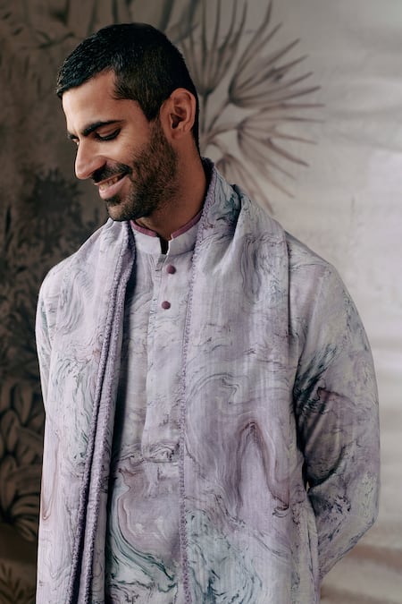 Philocaly_Multi Color Noor Space Dye Hand Painted Stole _Online_at_Aza_Fashions