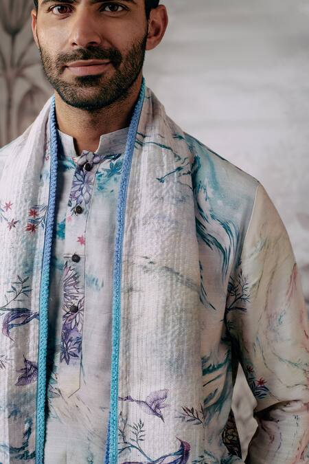 Philocaly_Multi Color Vann Space Dye Hand Painted Stole_Online_at_Aza_Fashions