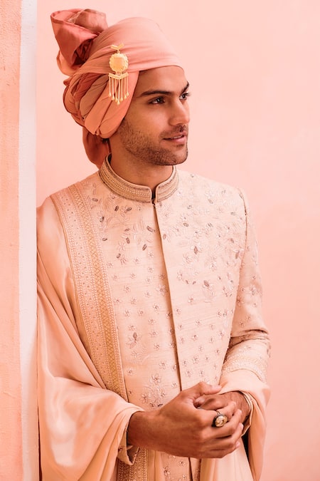 Philocaly Yellow Silk Embroidery Scotch Ivy Floral Zari Sherwani Set Online at Aza Fashions Philocaly_Yellow Silk Embroidery Scotch Ivy Floral Zari Sherwani Set _Online_at_Aza_Fashions