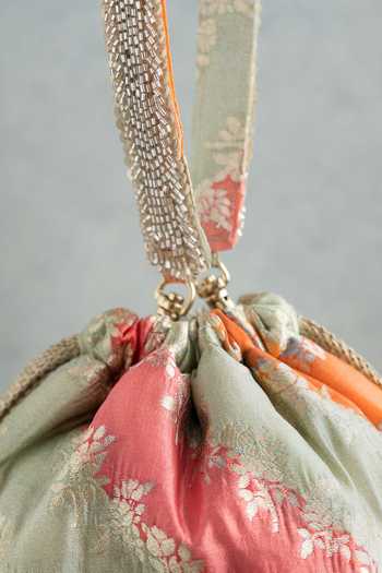 Amyra_Multi Color Embroidery Abstract Pattern Bucket Potli Bag_Online_at_Aza_Fashions