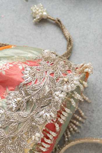 Amyra_Multi Color Embroidery Abstract Pattern Bucket Potli Bag_at_Aza_Fashions