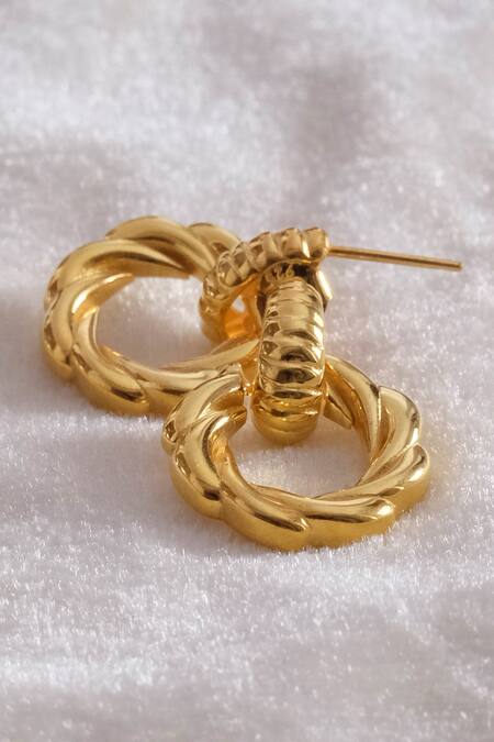 Anushka Jain Jewellery_Gold Plated Allure Hoop Earrings_Online_at_Aza_Fashions