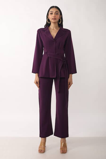 Veera Wear Purple Crepe Shirt & Pant Set 