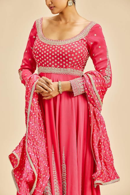 Nitika Gujral Fuchsia Anarkali Georgette Embroidery Zari Scoop Neck Set Online at Aza Fashions Nitika Gujral_Fuchsia Anarkali Georgette Embroidery Zari Scoop Neck Set _Online_at_Aza_Fashions