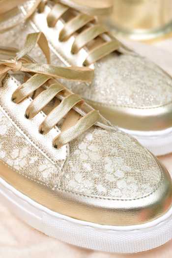 Buy_Coral Haze_Ivory Andrea Lace Detail Wedding Sneakers_Online_at_Aza_Fashions