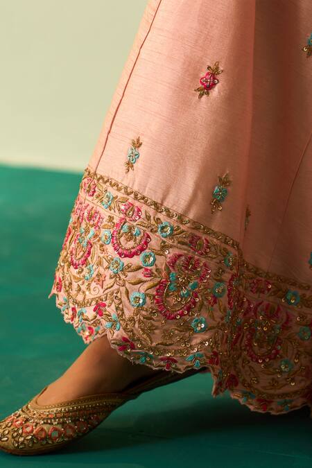 Buy_Angad Singh_Pink Silk, Crepe Embroidery, Sequins, Zari Floral Kurta Sharara Set _Online_at_Aza_Fashions
