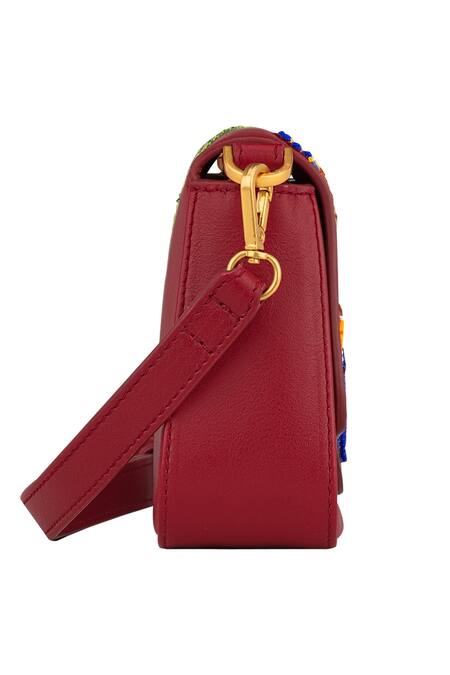 Buy_Aranyani_Red Hand Embroidered Butterfly Crossbody Bag_Online_at_Aza_Fashions