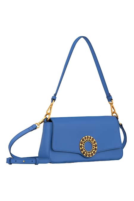 Aranyani_Blue Embellished Stone Shoulder Bag_Online_at_Aza_Fashions