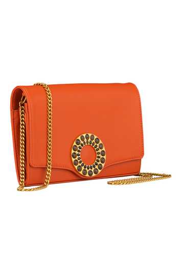 Aranyani_Orange Embellished Clutch Bag_Online_at_Aza_Fashions