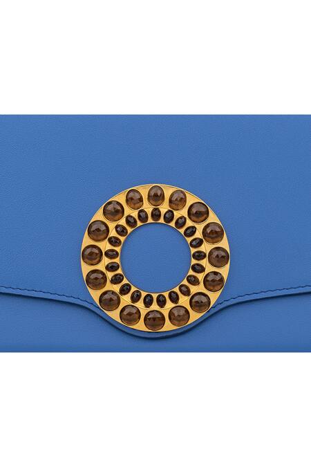 Shop_Aranyani_Blue Embellished Stone Shoulder Bag_Online_at_Aza_Fashions