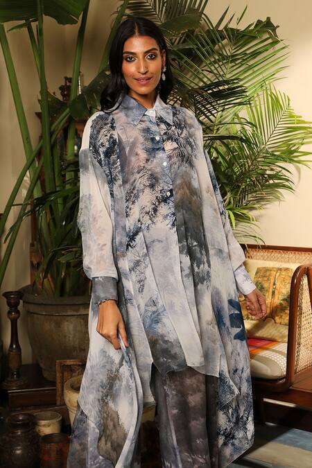 Sahil Kochhar_Multi Color Chanderi Collared Arvish Printed Kurta And Pant Set _Online_at_Aza_Fashions