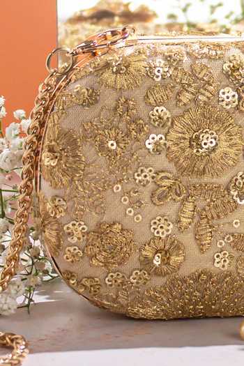 Buy_Amyra_Gold Embroidery Aurelia Floral Capsule Clutch _Online_at_Aza_Fashions
