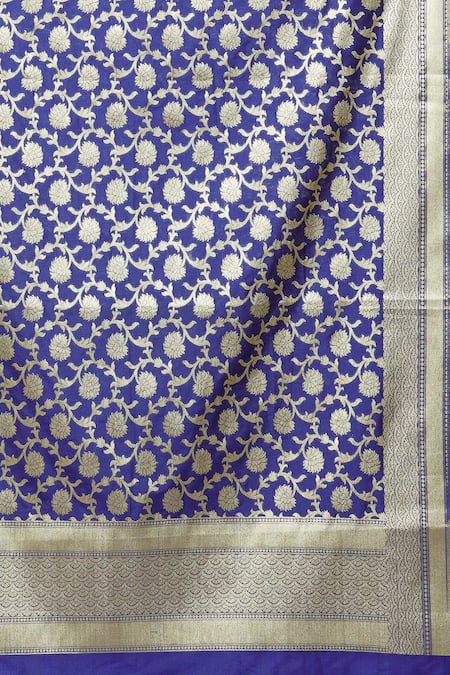 Buy Naintara Bajaj Blue Brocade Zari, Fringe Banarasi Art Silk Floral Dupatta Online at Aza Fashions Buy_Naintara Bajaj_Blue Brocade Zari, Fringe Banarasi Art Silk Floral Dupatta _Online_at_Aza_Fashions