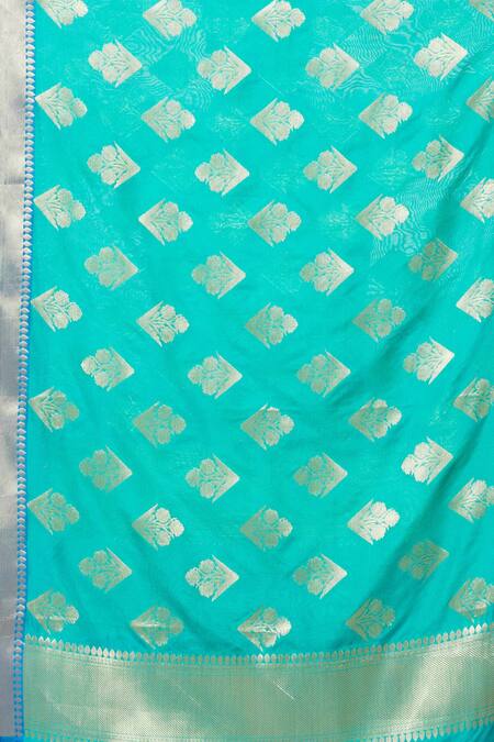 Buy Naintara Bajaj Green Brocade Embroidery Floral Pattern Sea Dupatta Online at Aza Fashions Buy_Naintara Bajaj_Green Brocade Embroidery Floral Pattern Sea Dupatta _Online_at_Aza_Fashions