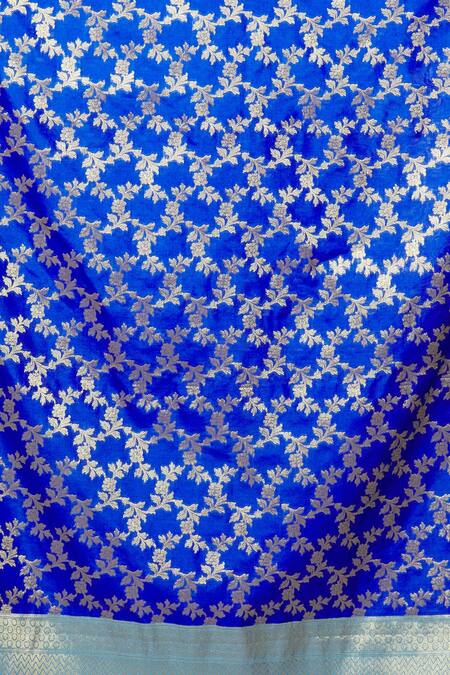 Buy Naintara Bajaj Blue Silk Fringe Floral Woven Dupatta Online at Aza Fashions Buy_Naintara Bajaj_Blue Silk Fringe Floral Woven Dupatta _Online_at_Aza_Fashions