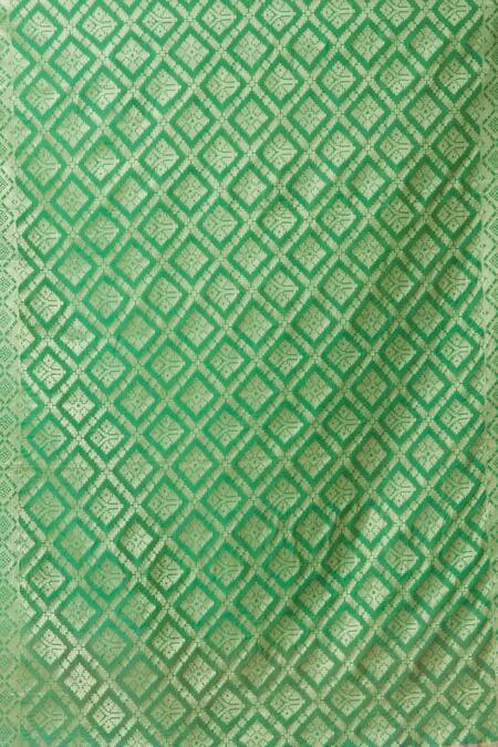 Buy_Naintara Bajaj_Green Cotton, Silk Geometric Pattern Dupatta _Online_at_Aza_Fashions
