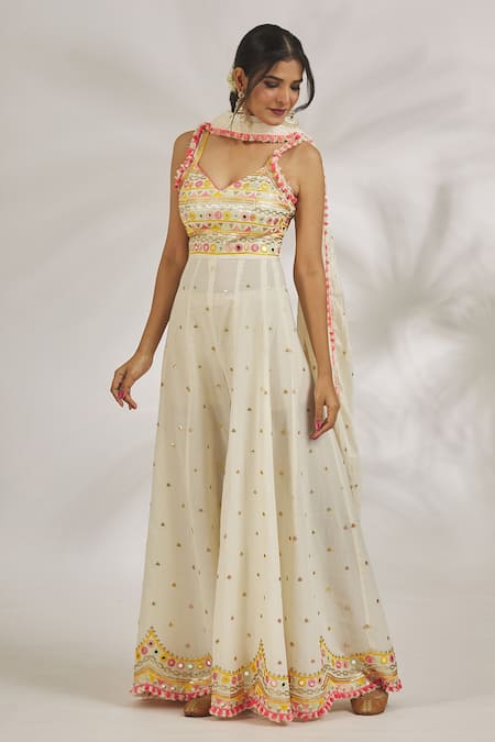Shop_Gopi Vaid_Ivory Organic Cotton Embroidery Thread V Neck Raha Jumpsuit  _Online_at_Aza_Fashions
