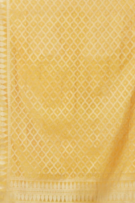 Buy_Naintara Bajaj_Yellow Silk Ogee Pattern Dupatta _Online_at_Aza_Fashions
