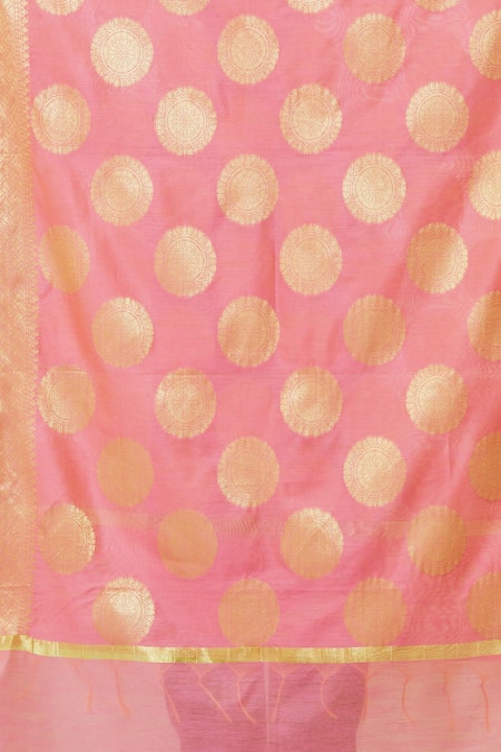 Buy_Naintara Bajaj_Pink Silk Embroidery Floral Woven Dupatta _Online_at_Aza_Fashions